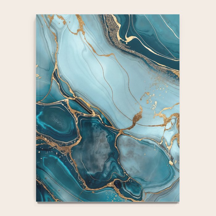 Magnific Marble Glam Teal Gold Luxury Notebook Gallery Image 4