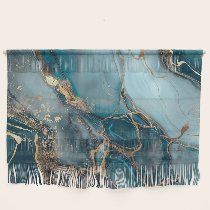 Magnific Marble Glam Teal Gold Luxury Wall Hanging Gallery Image 1