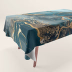 Magnific Marble Glam Teal Gold Luxury Tablecloth Gallery Image 1