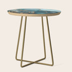 Magnific Marble Glam Teal Gold Luxury Side Table Gallery Image 1