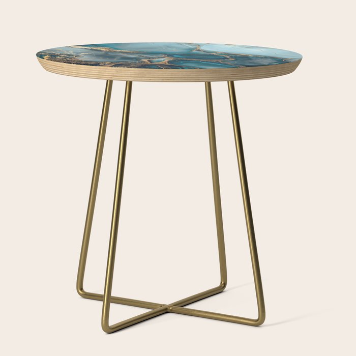 Magnific Marble Glam Teal Gold Luxury Side Table Gallery Image 1
