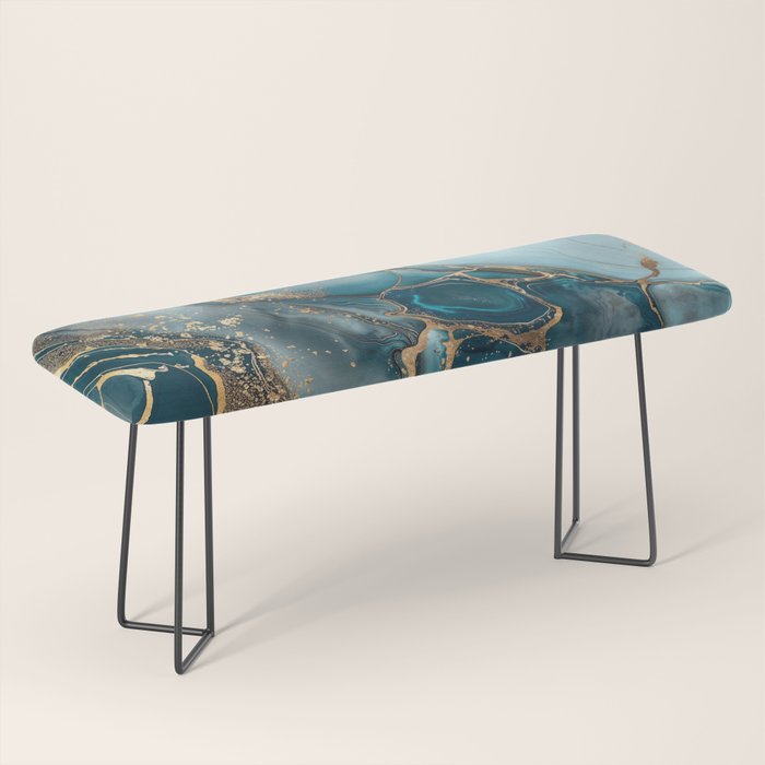 Magnific Marble Glam Teal Gold Luxury Bench Gallery Image 1