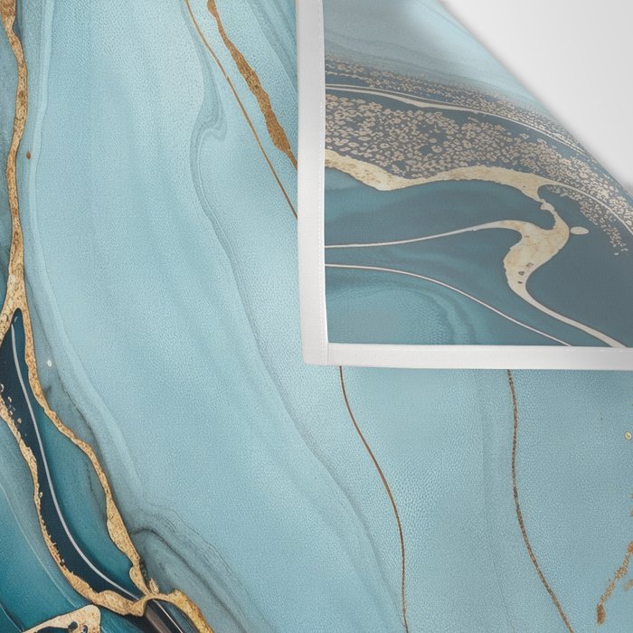 Magnific Marble Glam Teal Gold Luxury Wall Tapestry Gallery Image 3