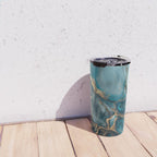 Magnific Marble Glam Teal Gold Luxury Travel Mug Gallery Image 4