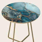 Magnific Marble Glam Teal Gold Luxury Side Table Gallery Image 2