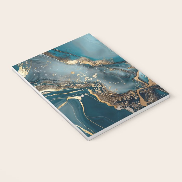Magnific Marble Glam Teal Gold Luxury Notebook Gallery Image 3