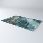 Magnific Marble Glam Teal Gold Luxury Rug Gallery Image 3