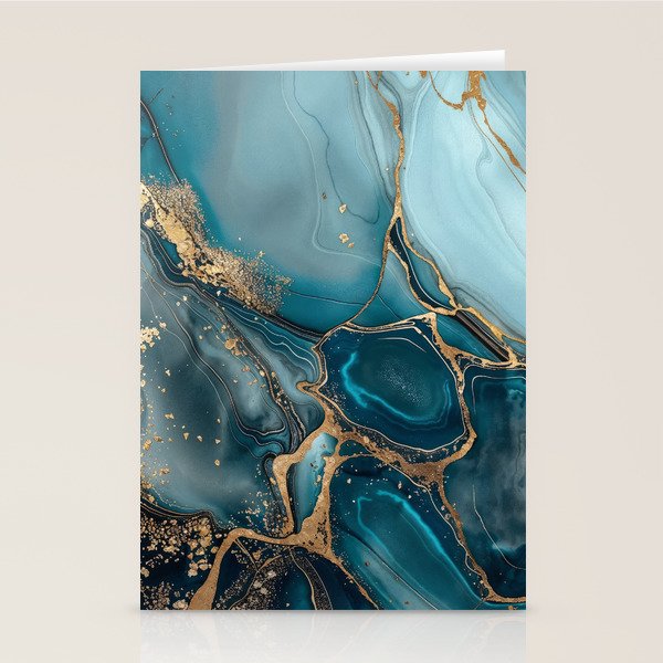 Magnific Marble Glam Teal Gold Luxury Stationery Card Gallery Image 1