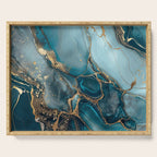 Magnific Marble Glam Teal Gold Luxury Serving Tray Gallery Image 1