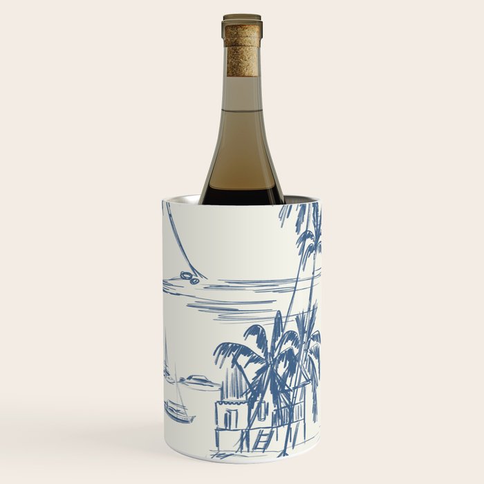 Blue Beach Pattern Wine Chiller Gallery Image 2