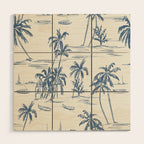 Blue Beach Pattern Wood Wall Art Gallery Image 1