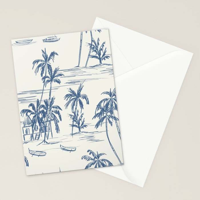 Blue Beach Pattern Stationery Card Gallery Image 2