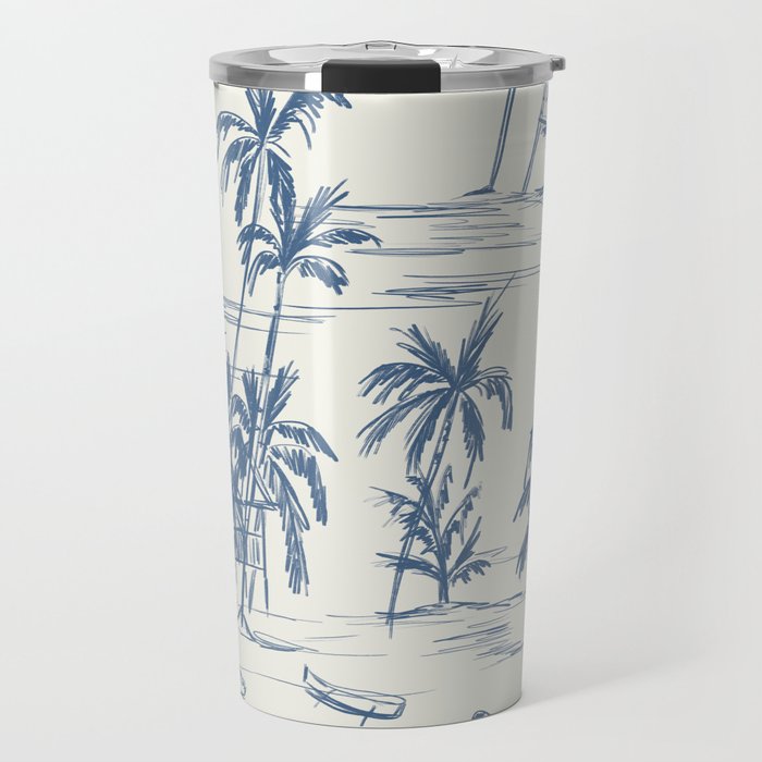 Blue Beach Pattern Travel Mug Gallery Image 1