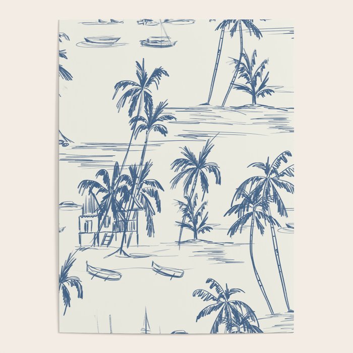 Blue Beach Pattern Poster Gallery Image 1