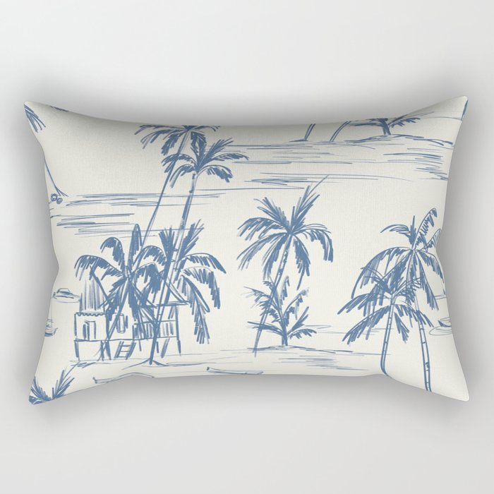 Blue Beach Pattern Rectangular Pillow Gallery Image 2