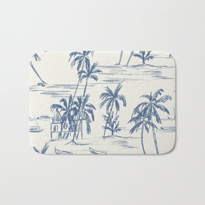Blue Beach Pattern Bath Mat Gallery Image 1