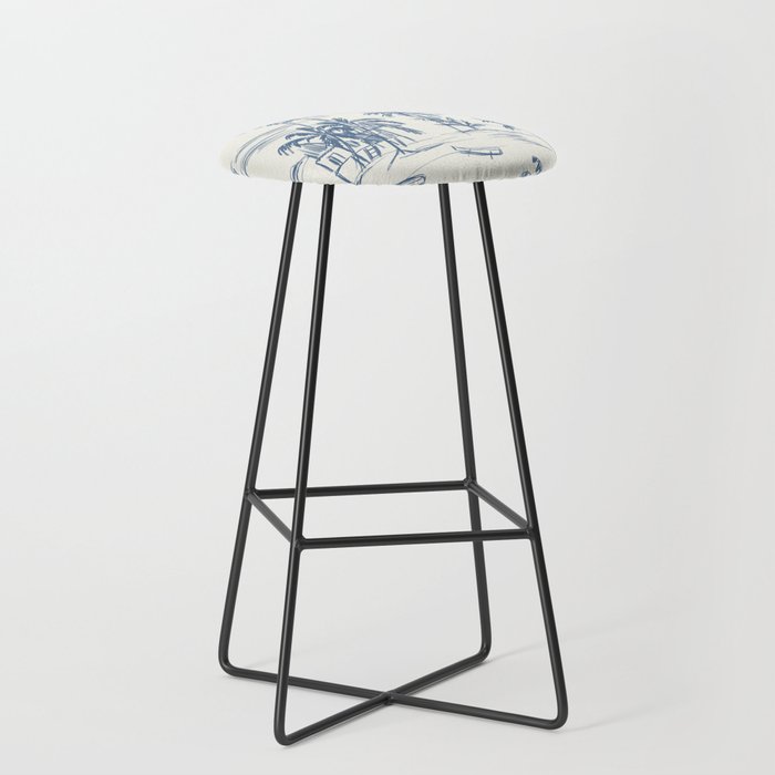 Blue Beach Pattern Stool Gallery Image 1