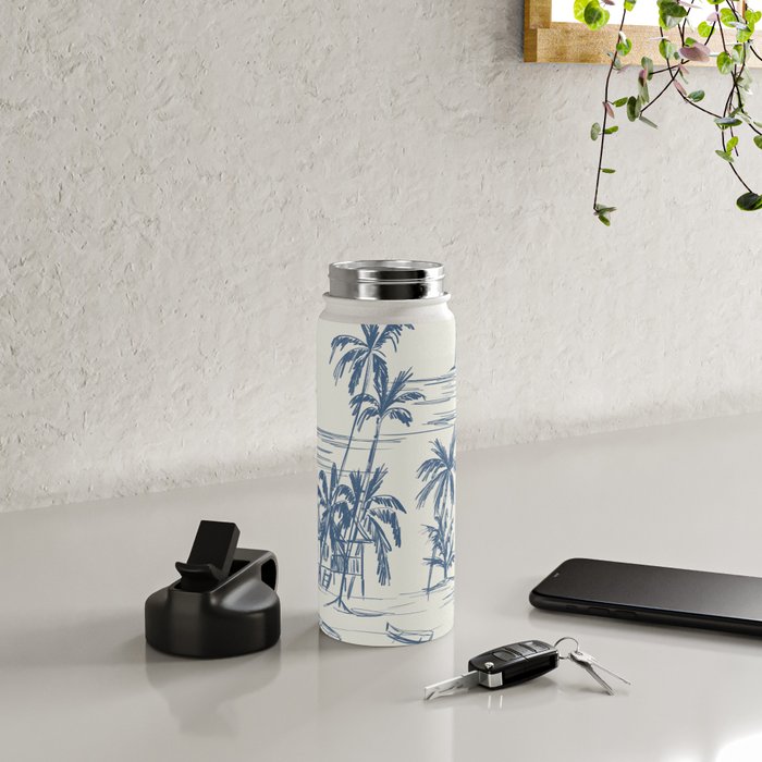 Blue Beach Pattern Water Bottle Gallery Image 4
