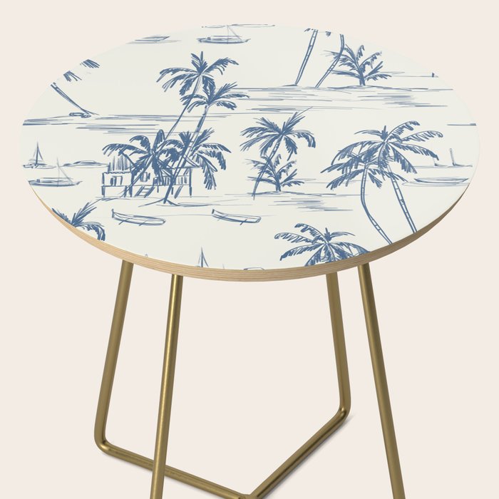 Blue Beach Pattern Side Table Gallery Image 2