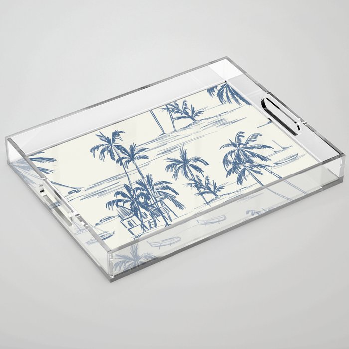 Blue Beach Pattern Acrylic Tray Gallery Image 1