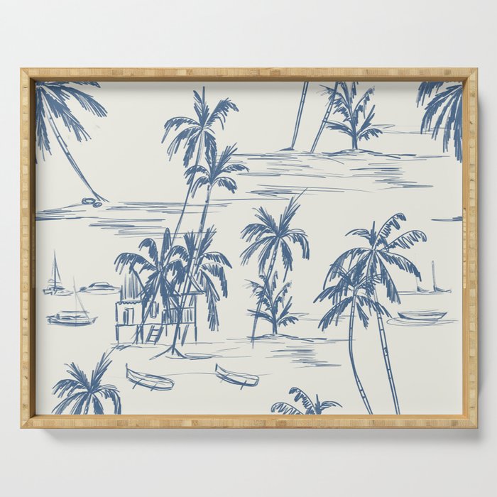 Blue Beach Pattern Serving Tray Gallery Image 1