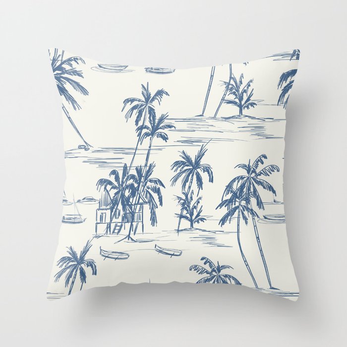 Blue Beach Pattern Throw Pillow Gallery Image 6