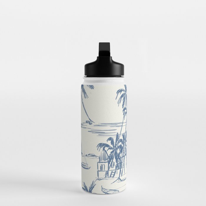 Blue Beach Pattern Water Bottle Gallery Image 3
