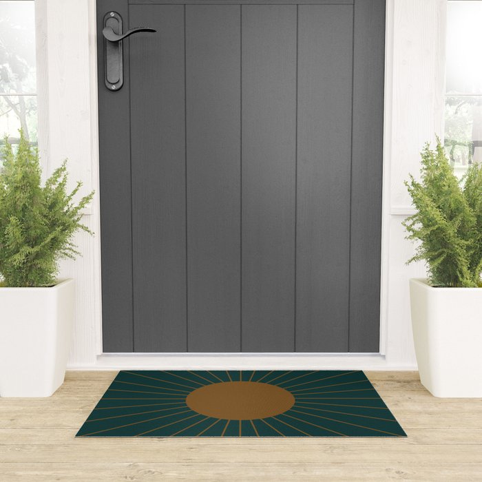 Minimal Sunrays - Teal Welcome Mat Gallery Image 3