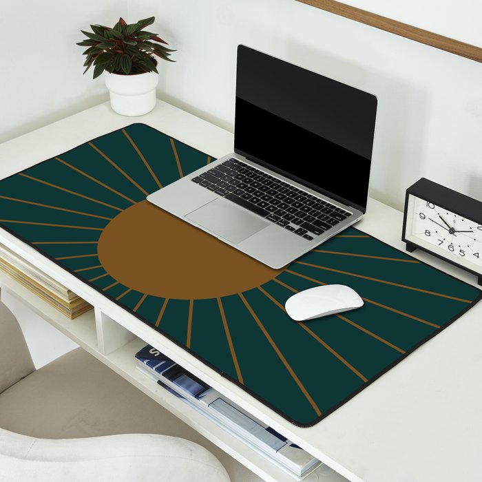 Minimal Sunrays - Teal Desk Mat Gallery Image 2
