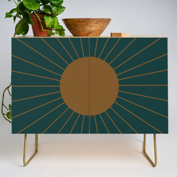 Minimal Sunrays - Teal Credenza Gallery Image 1