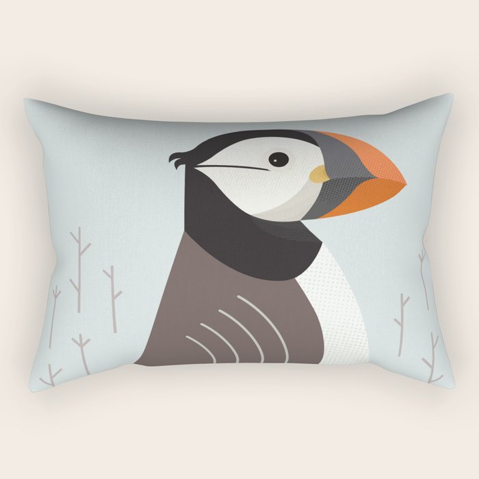 Atlantic Puffin, Bird of United Kingdom Rectangular Pillow Gallery Image 1