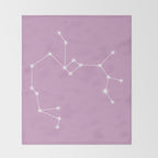 Sagittarius Zodiac Star Constellation Line Art Pastel Lilac Throw Blanket Gallery Image 2