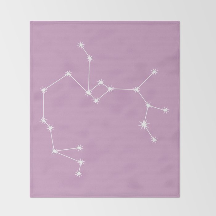 Sagittarius Zodiac Star Constellation Line Art Pastel Lilac Throw Blanket Gallery Image 2