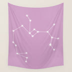 Sagittarius Zodiac Star Constellation Line Art Pastel Lilac Wall Tapestry Gallery Image 4