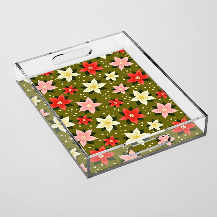 Poinsettia Pattern Acrylic Tray Gallery Image 1