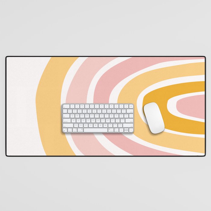 Abstract Shapes 94 in Mustard Yellow and Pale Pink (Rainbow Abstraction) Desk Mat Gallery Image 1