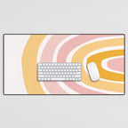 Abstract Shapes 94 in Mustard Yellow and Pale Pink (Rainbow Abstraction) Desk Mat Gallery Image 1