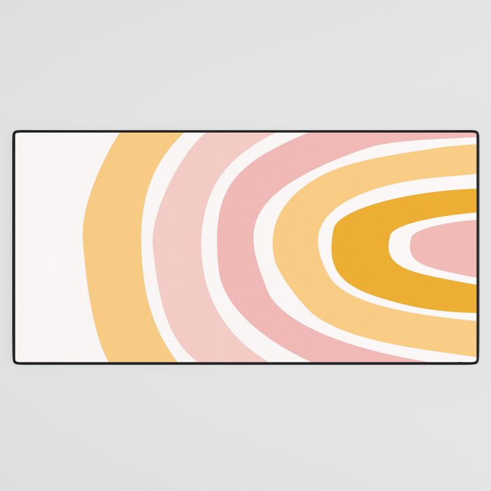 Abstract Shapes 94 in Mustard Yellow and Pale Pink (Rainbow Abstraction) Desk Mat Gallery Image 3