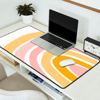 Abstract Shapes 94 in Mustard Yellow and Pale Pink (Rainbow Abstraction) Desk Mat Gallery Image 2