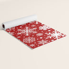 Christmas Snowflakes Pattern, Festive Red and White Yoga Mat Gallery Image 2