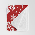 Christmas Snowflakes Pattern, Festive Red and White Throw Blanket Gallery Image 3