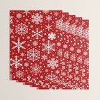 Christmas Snowflakes Pattern, Festive Red and White Wrapping Paper Gallery Image 3