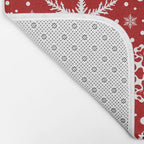 Christmas Snowflakes Pattern, Festive Red and White Bath Mat Gallery Image 2