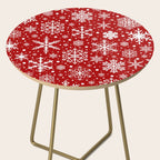Christmas Snowflakes Pattern, Festive Red and White Side Table Gallery Image 2