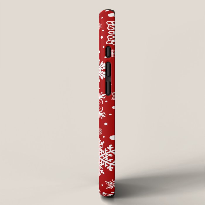 Christmas Snowflakes Pattern, Festive Red and White iPhone Case Gallery Image 2