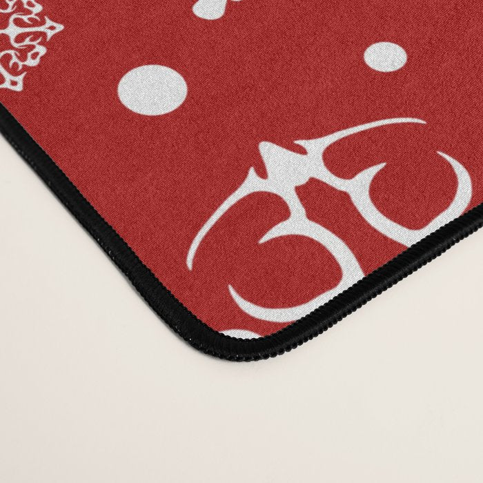 Christmas Snowflakes Pattern, Festive Red and White Desk Mat Gallery Image 4