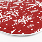 Christmas Snowflakes Pattern, Festive Red and White Bath Mat Gallery Image 3