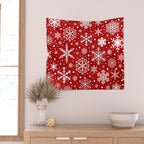 Christmas Snowflakes Pattern, Festive Red and White Wall Tapestry Gallery Image 2