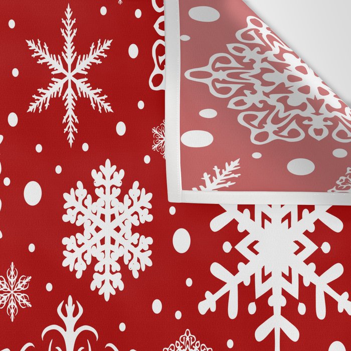 Christmas Snowflakes Pattern, Festive Red and White Wall Tapestry Gallery Image 3