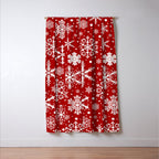 Christmas Snowflakes Pattern, Festive Red and White Window Curtain Gallery Image 3